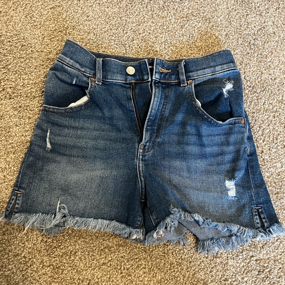 Express Super High Waisted Mom Denim Jean Shorts